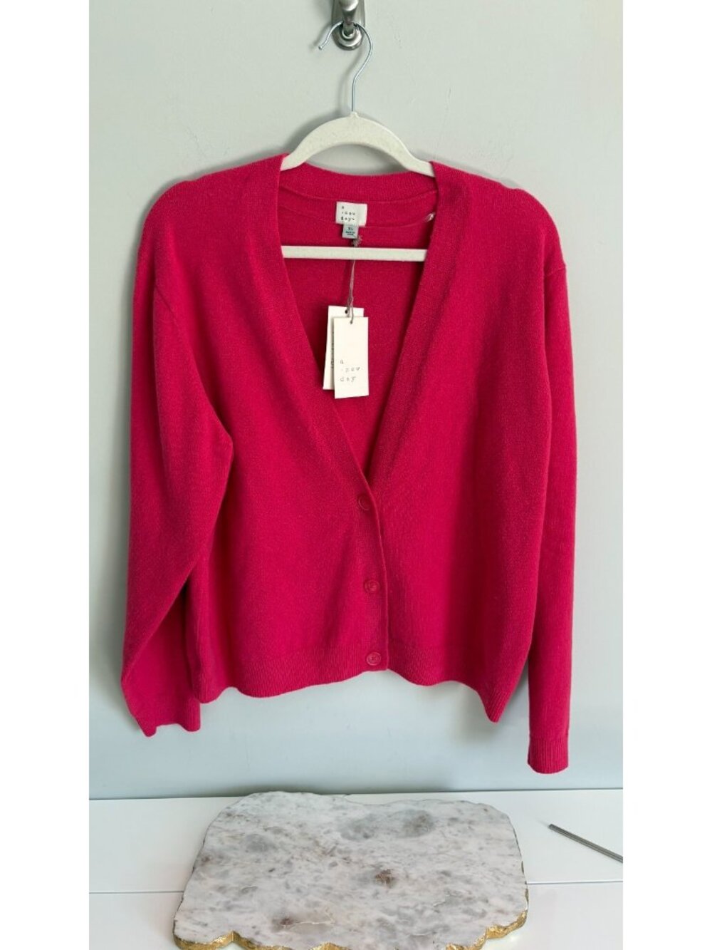 A New Day Womens Pink V-Neck Button Front Cardigan Sweater XL NWT Soft